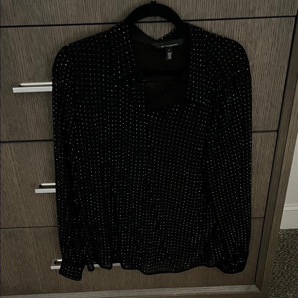 White House Black Market Sparkly Dot Button Down Shirt